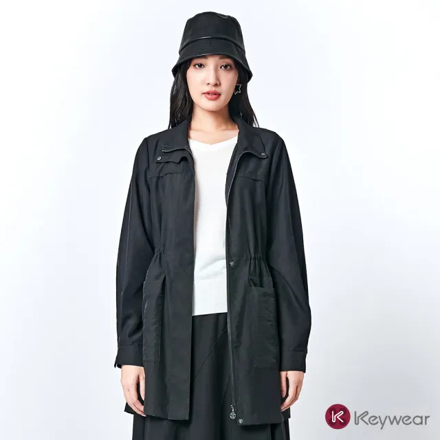 【KeyWear 奇威名品】立體拼接立體口袋長袖外套