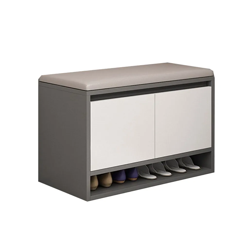 【Quality 聚家】換鞋凳 鞋櫃 防塵櫃 鞋子收納櫃 沙發凳（兩門）(軟包坐墊/封閉式儲物/一凳多用)