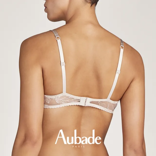 【Aubade】紋之花水滴刺繡無襯內衣 性感內衣 法國進口 女內衣(TB-膚.白)
