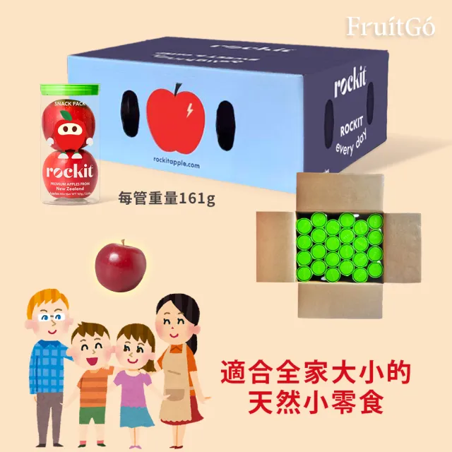 【FruitGo 馥果】(慶生組送24張紋身貼紙)紐西蘭樂淇蘋果24管(2顆/管) X1箱(#224原箱直送)