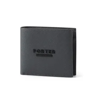 【PORTER INTERNATIONAL】細膩韌性DEFINE真皮雙折零錢短夾(沉靜灰)