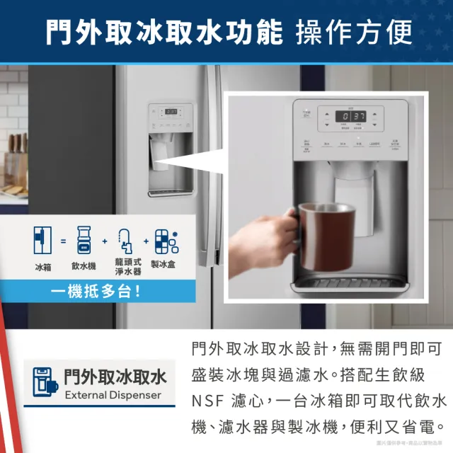 【GE 奇異】702L薄型對開門冰箱(防指紋不銹鋼 GZS22IYNFS)
