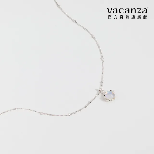 【vacanza】花舞月光石 925純銀飾品 純銀項鍊(抗過敏 情人節禮物 生日禮物)