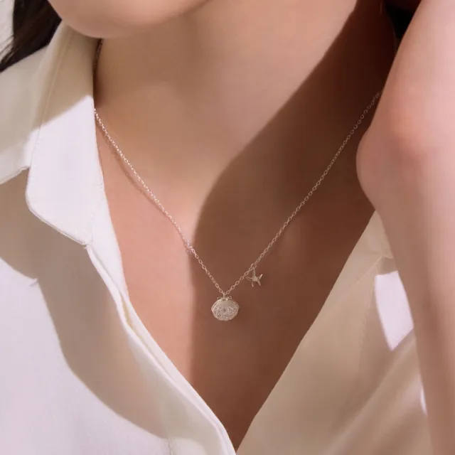 【vacanza】閃耀貝殼珍珠 925純銀飾品 純銀項鍊(抗過敏 情人節禮物 生日禮物)