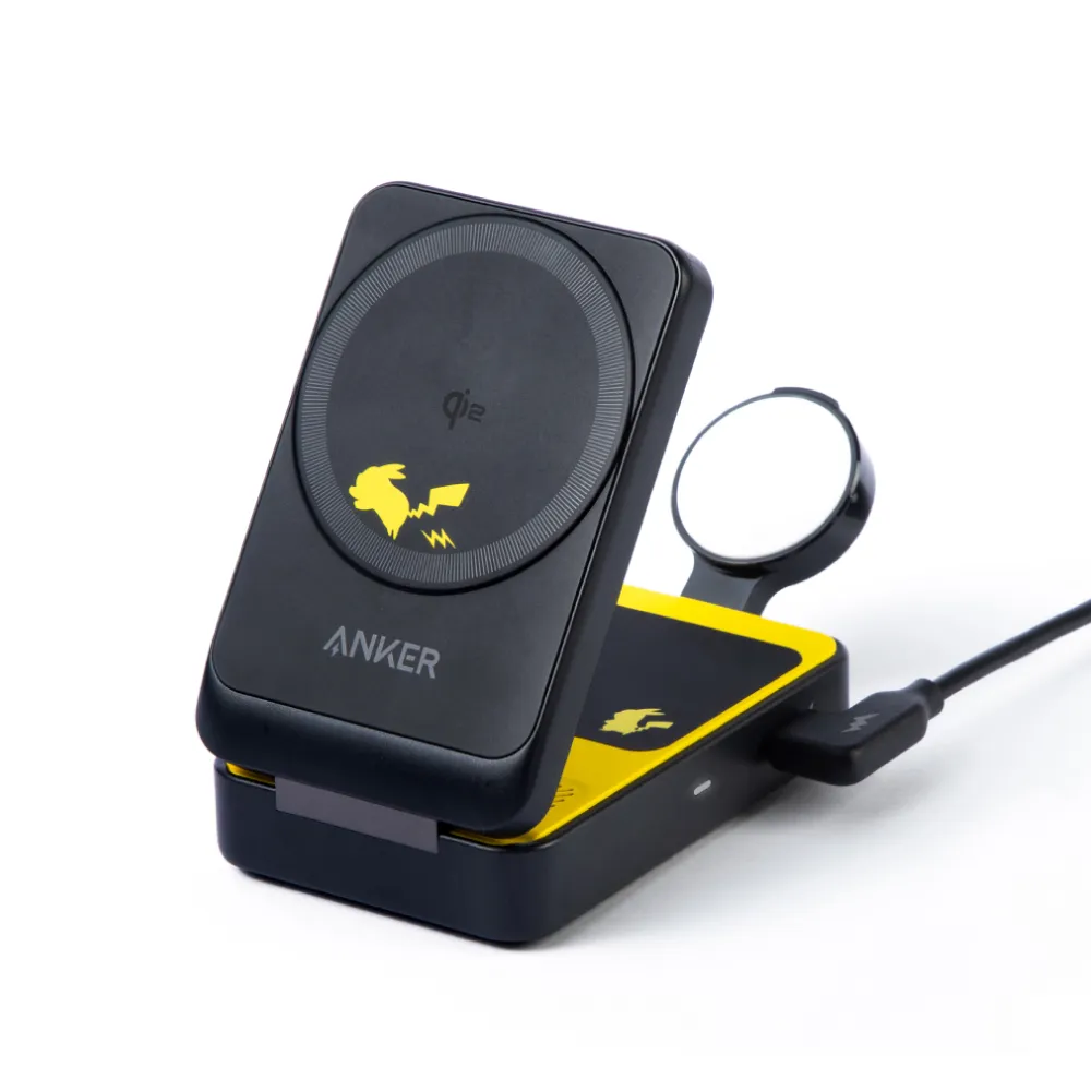 【ANKER】官方授權直營 B2557 皮卡丘 三合一 MagGo Qi2 15W磁吸無線充電座