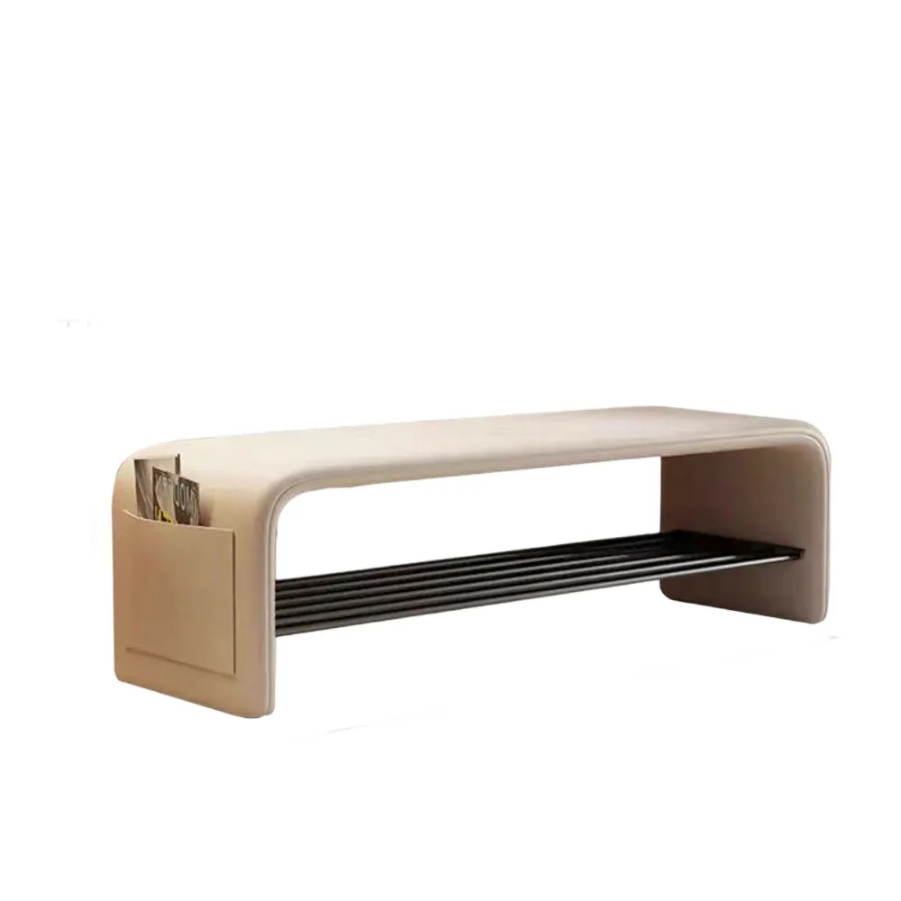 超微米-換鞋凳 免安裝 家用可坐穿鞋凳 輕奢高級感鞋架 收納鞋櫃 簡約鞋架 奶油風換鞋凳（長120）