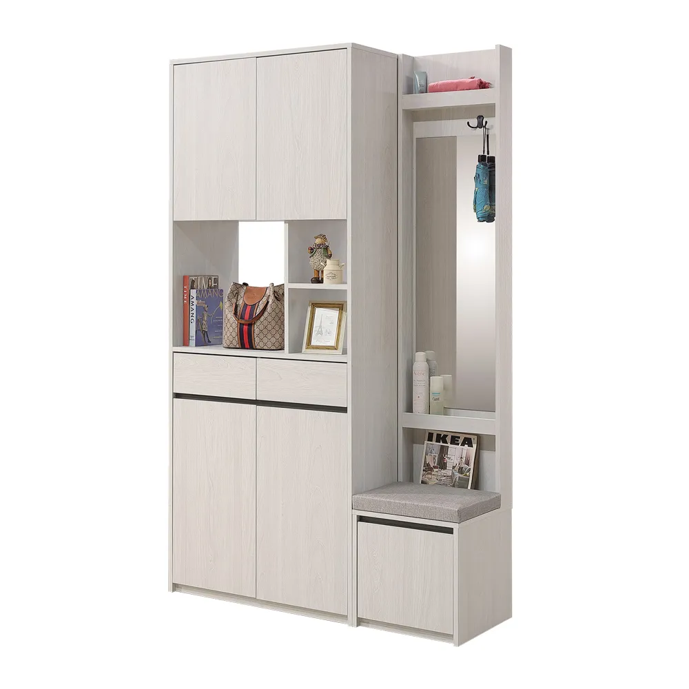 【麗得傢居】弗洛拉 4尺隔間鞋櫃二件組 玄關櫃 隔間櫃 雙面櫃 組合鞋櫃(台灣製造)