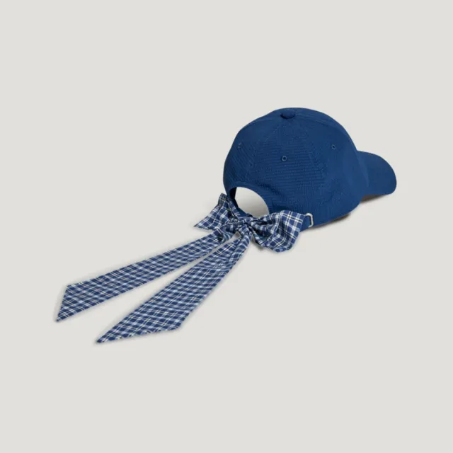 【adidas 愛迪達】Bowtie Cap 帽 深藍 蝴蝶結帽子 可拆 經典 泡泡紗(KX6985)