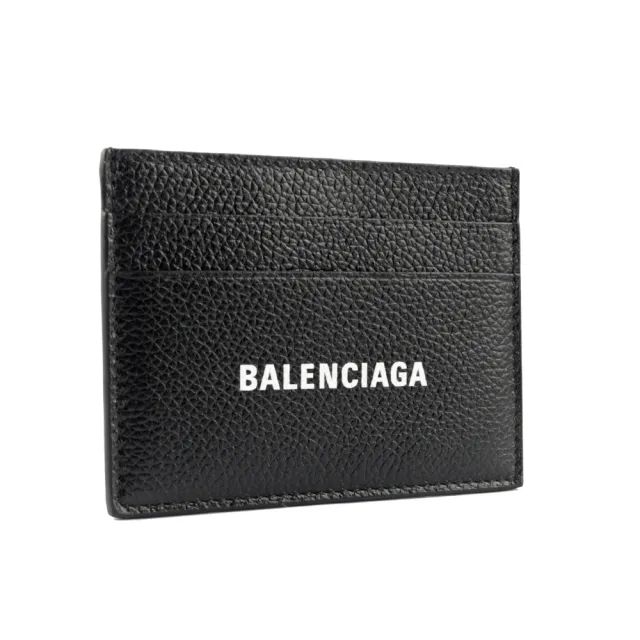 【Balenciaga 巴黎世家】經典Logo 防刮牛皮4卡名片/卡片夾(黑色)