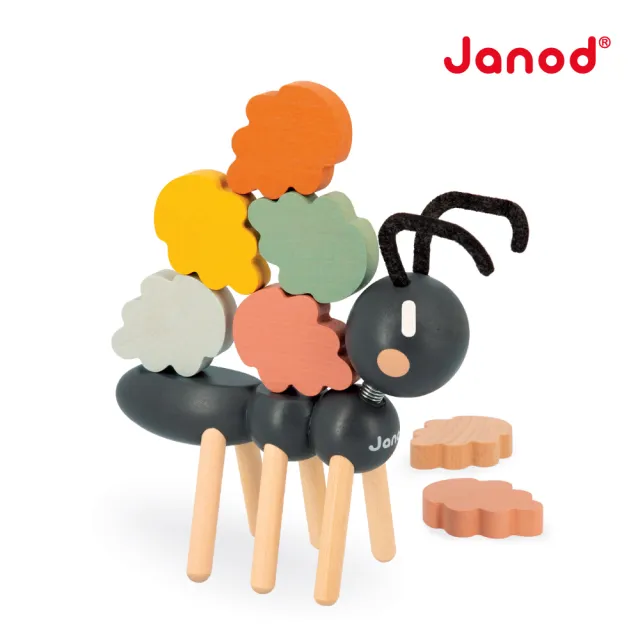 【法國Janod】北歐簡約木玩-螞蟻背樹葉(桌遊 疊疊樂 平衡遊戲 手眼協調)