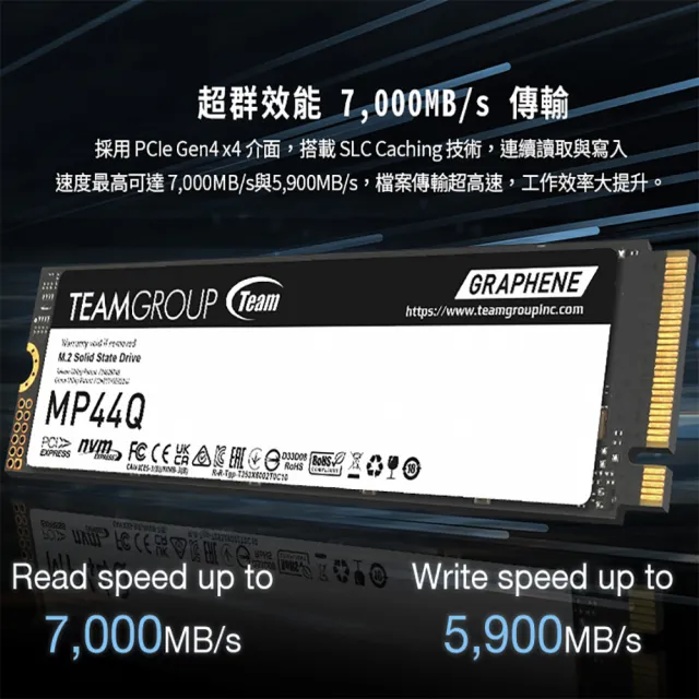 【Team 十銓】MP44Q 2TB Gen4 M.2 NVMe PCIe SSD固態硬碟 散熱標籤貼 最高讀取7000MB/s 5年保