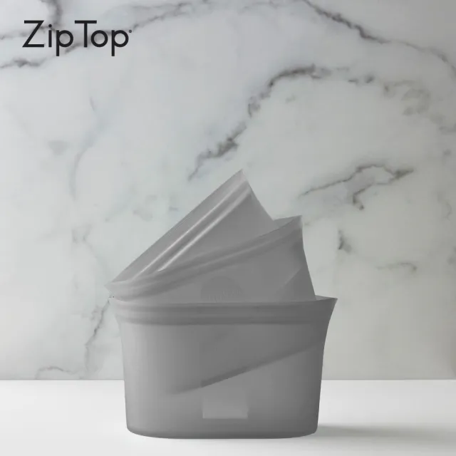【ZipTop】美國白金矽膠袋-環保碗型三件組(岩石灰)