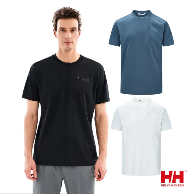 【Helly Hansen】男 H2Explorer 防曬 抗UV 快乾 涼感 短袖T-Shirt 黑 深灰 白