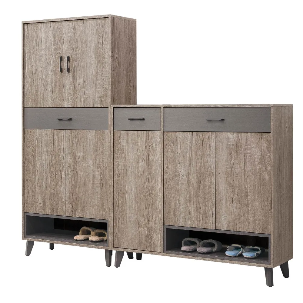 【WAKUHOME 瓦酷家具】OLAN 簡約生活 6.7尺L型組合鞋櫃 A023-A387-02+03