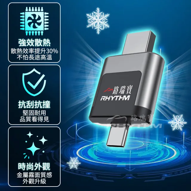 【Rhythm 路瑞寶】雙頭無線 CarPlay/Android Auto 轉接器｜雙手機共用 免拔線神器(雙頭設計 隨插即用)