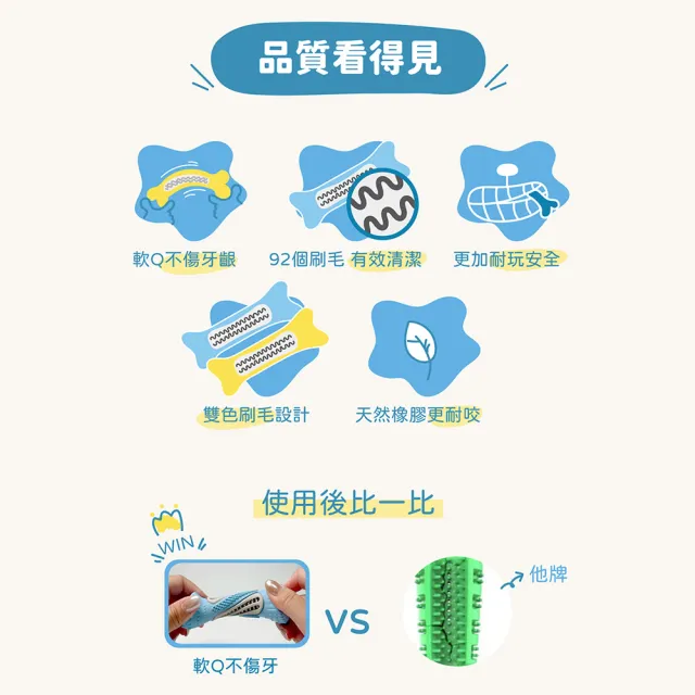 【LITTLE POPPET 小小毛孩】寵物潔牙牙刷玩具PRO M號 1入(中型犬適用 貓狗玩具)