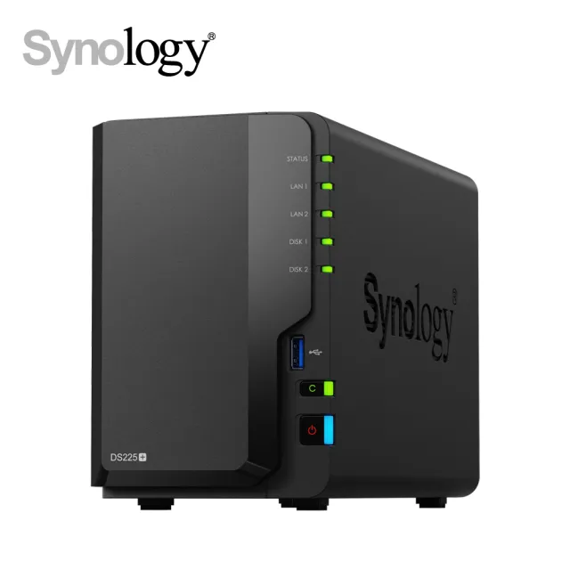 【Synology 群暉科技】搭20TBx2★DS225+ NAS 網路儲存伺服器(2Bay/Intel/2GB)+(HAT3320-20T)