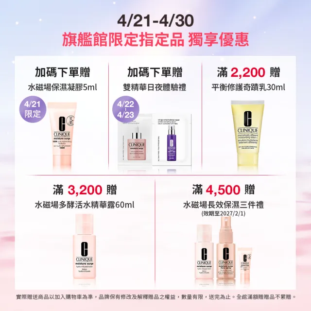 【CLINIQUE 倩碧】水磁場多酵活水瞬效舒緩組(水磁場多酵活水精華露100ml/化妝水/活性蘆薈水/曬後舒緩鎮定)