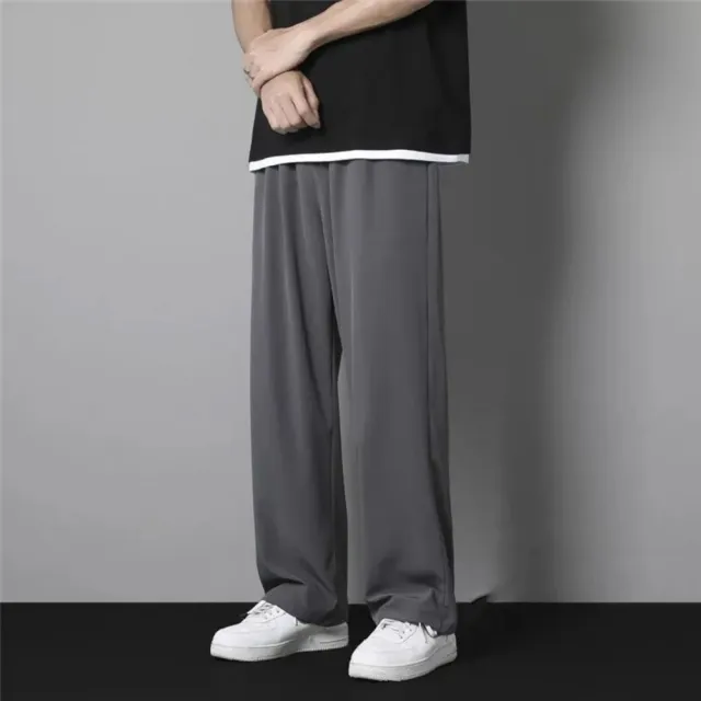 【巴黎精品】現貨限搶 冰絲長褲寬鬆闊腿褲彈力休閒西裝褲(夏季薄款運動速乾男褲子7款b1a33)