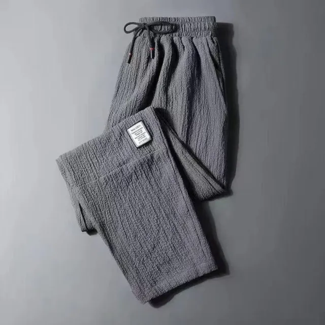 【巴黎精品】現貨限搶 冰絲長褲寬鬆闊腿褲彈力休閒西裝褲(夏季薄款運動速乾男褲子7款b1a33)