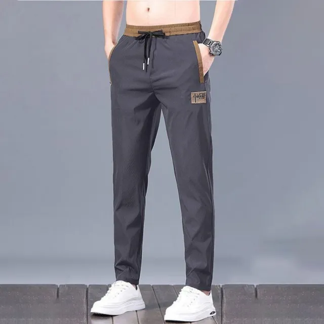 【巴黎精品】現貨限搶 冰絲長褲寬鬆闊腿褲彈力休閒西裝褲(夏季薄款運動速乾男褲子7款b1a33)