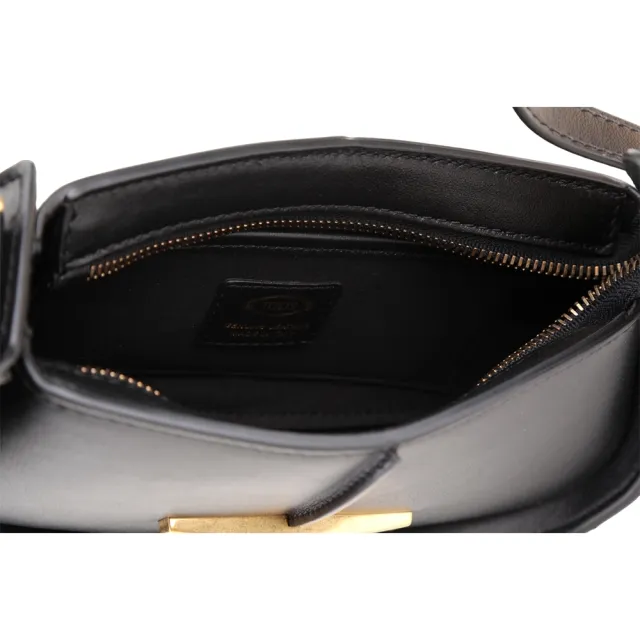 【TOD’S】TODS Timeless T字小牛皮手提 肩背腋下包-黑色(義大利手工皮革)