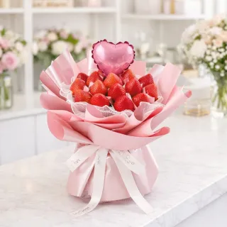 【MyDearStrawberries】Very Ruby 發光草莓花束禮盒組(水果花束/情人節/告白/生日禮物/超人氣花束/草莓)