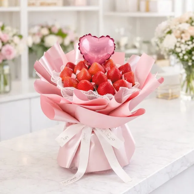【MyDearStrawberries】Very Ruby 發光草莓花束禮盒組(水果花束/情人節/告白/生日禮物/超人氣花束/草莓)