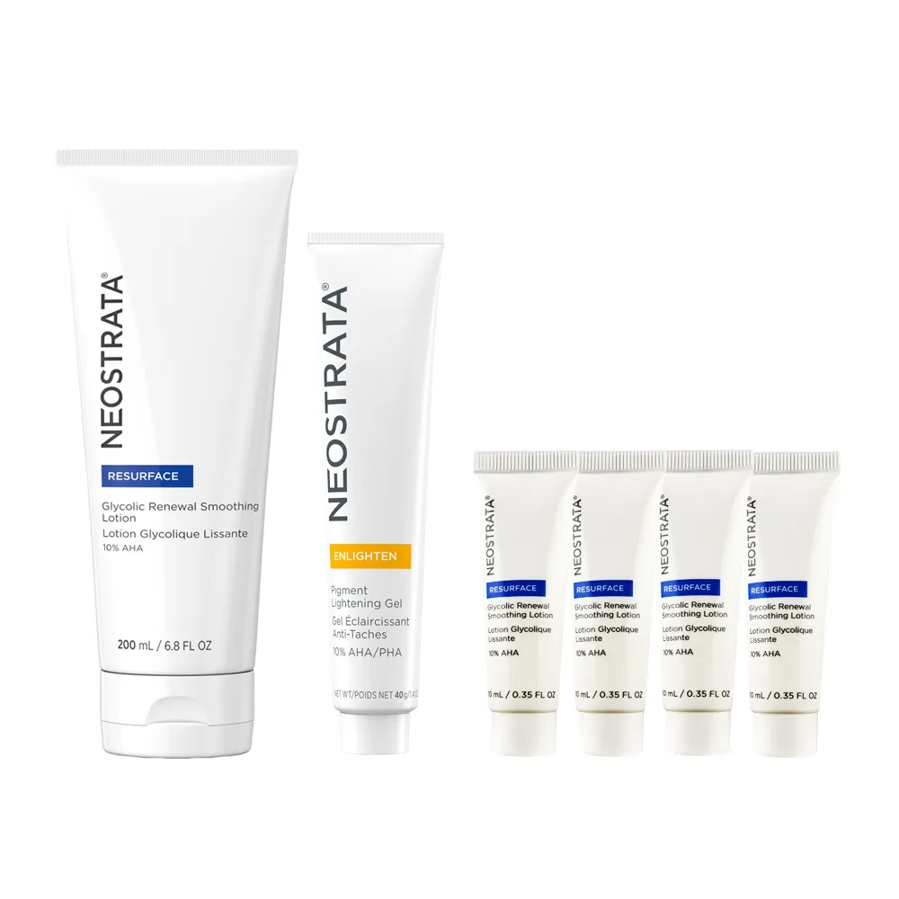 【NeoStrata 妮傲絲翠】臉部身體果酸美白組（活膚修護乳液+美白凝膠）(贈 活膚乳液10mlX4)