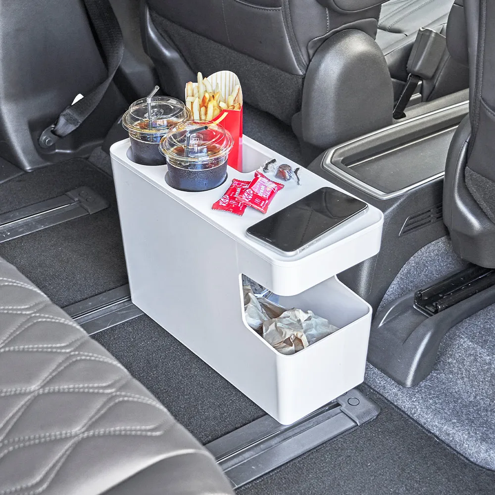 【YAMAZAKI 山崎】tower可置物車用垃圾桶-白(車用收納/開車必備/旅行收納/汽車露營/日本山崎)