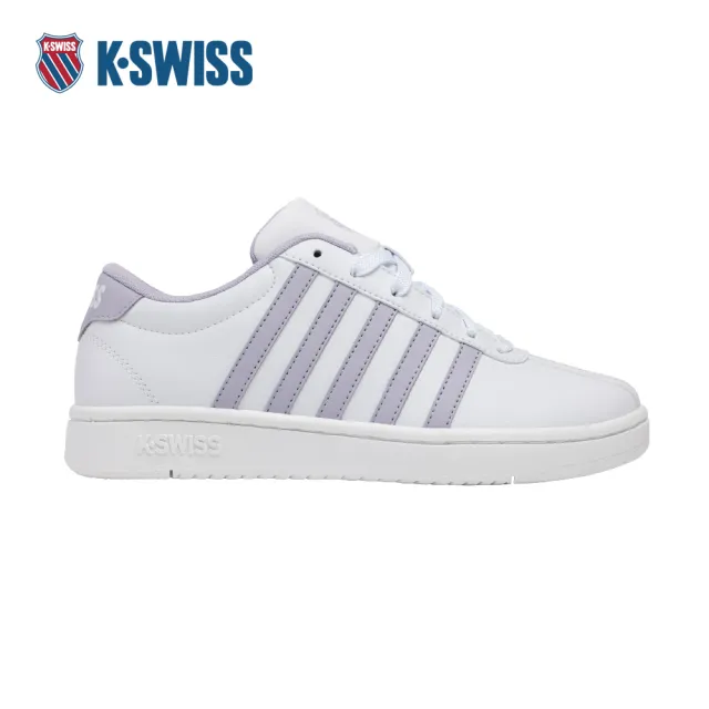 【K-SWISS】經典運動鞋 COURT OPEN STRIPES 休閒 女鞋 白紫丁香色 94776-155-M