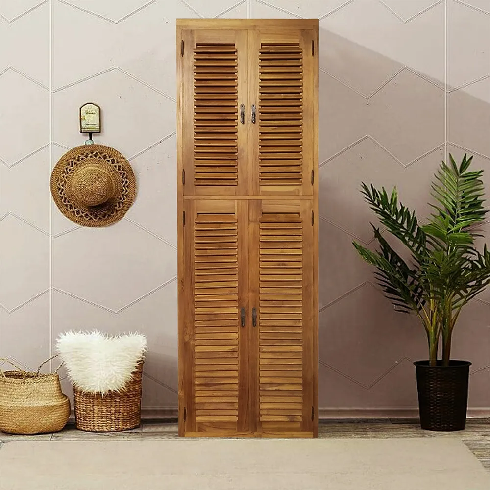 【吉迪市柚木家具】柚木百葉雙開門高鞋櫃 ETBC009S1(鞋櫃 置物 收納 百葉 透氣 通風)