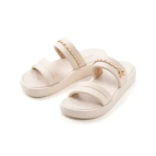 【FAIR LADY】芯太軟 真皮一字帶輕量厚底拖鞋(奶油/1B3018 女鞋)