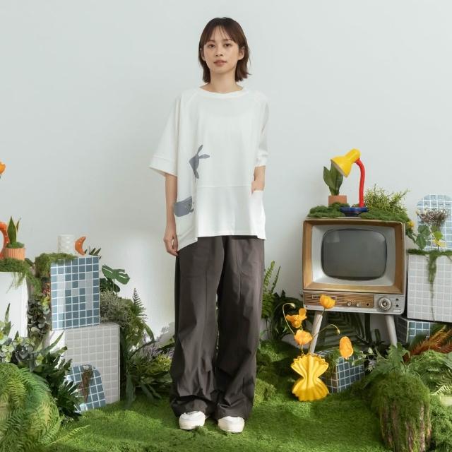 【MOSS CLUB】木糖醇涼感面料褶飾份量感調節縮口工裝長褲 黑 綠 灰