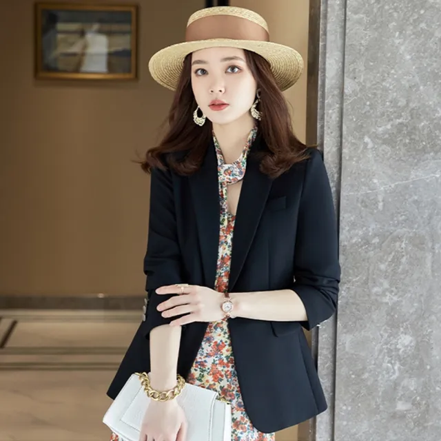 【米蘭精品】現貨限搶 西裝外套休閒西服(純色氣質百搭春裝女外套3色74co3)