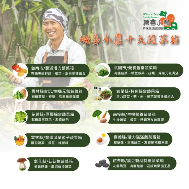【機善小農】蔬菜箱_雲林縣土香_經濟箱10件(每週出箱)(有機友善/鮮採直送/安心健康/支持家鄉好農產)