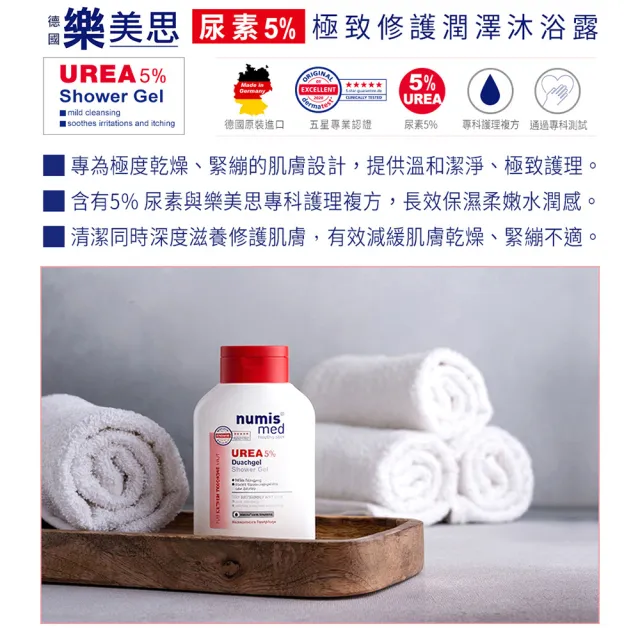 【Numis med 樂美思】尿素5%極致修護潤澤沐浴凝膠200mlx2入組(總代理公司貨)