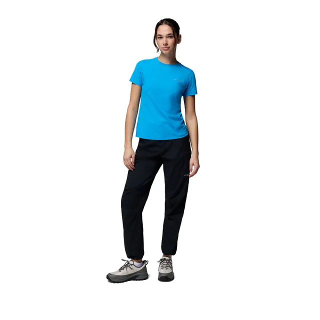 【Columbia 哥倫比亞】女款-防潑水長褲-Cosmiques Pro™Nylon Pant-黑色(UAR90600BK/KS)