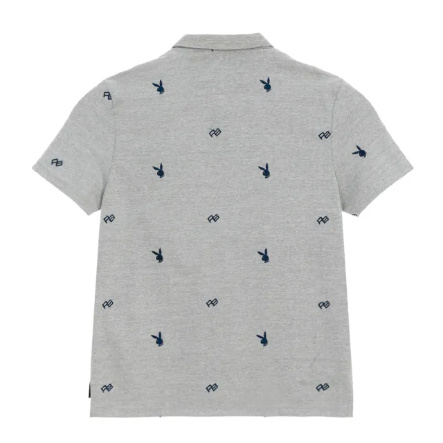 【PLAYBOY】滿版刺繡亨利領POLO衫 - 麻灰色