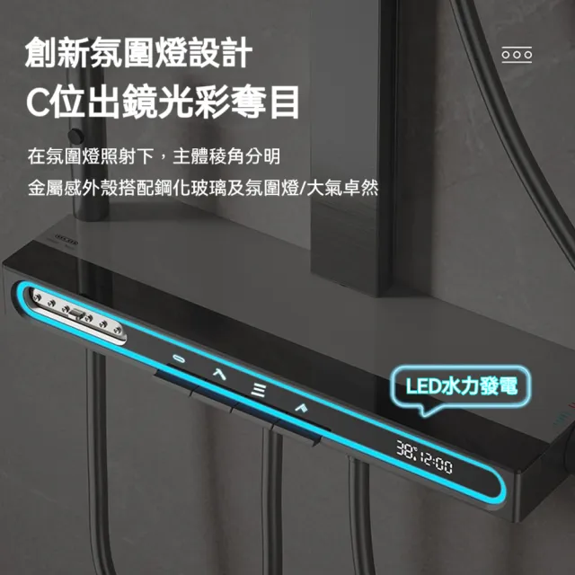 新款槍灰色全銅恆溫淋浴花灑套組 家用浴室增壓噴頭