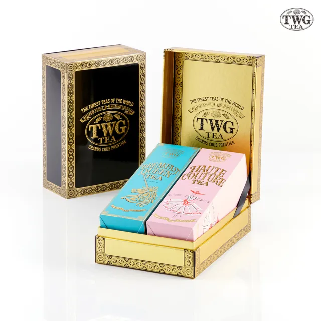 【TWG Tea】時尚茶罐雙入禮盒組 時尚紅茶 100g+皇后早餐茶 100g(紅茶+綠茶)