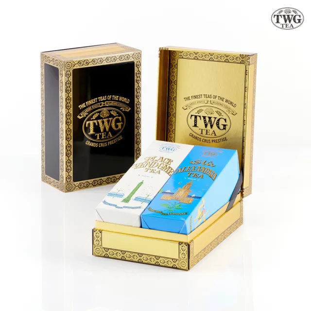 【TWG Tea】時尚茶罐雙入禮盒組 凡多姆廣場茶100g+亞歷山大綠茶 100g(綠茶)