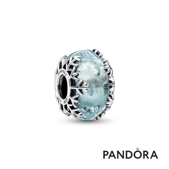 【Pandora 潘多拉】冬日藍光雪花 Murano 琉璃串飾