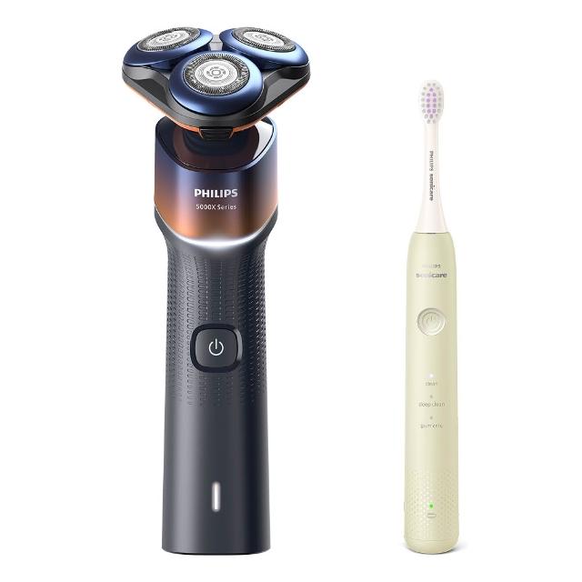 【Philips 飛利浦】X5012 X系列電鬍刀+HX2411音波牙刷 (momo獨家/AI護膚/官方直營)