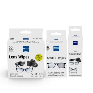 【ZEISS 蔡司】光學拭鏡紙  50入 + 光學清潔噴霧組30ml + 防霧拭鏡紙 30入(適用眼鏡、3C螢幕、鏡頭)