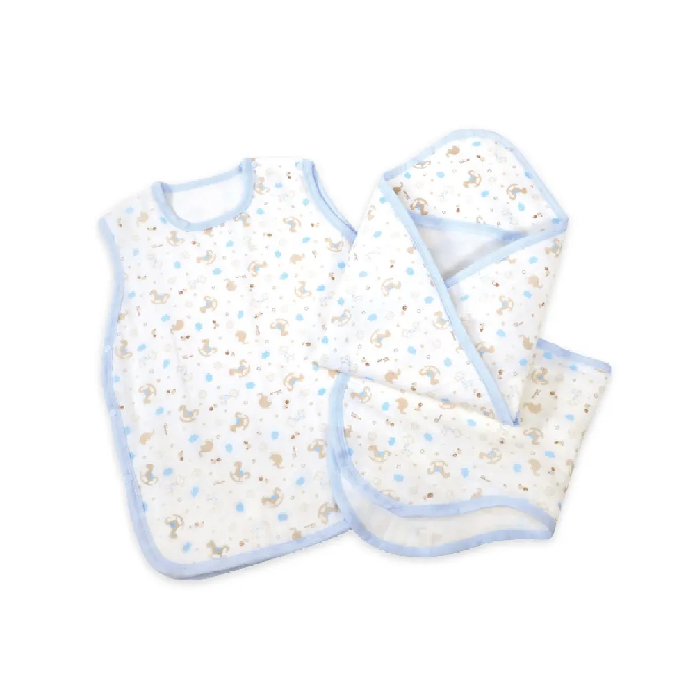 【ding baby】六層紗純棉防踢被組-防踢被*1+連帽浴包巾*1+拍隔巾*1(超實用彌月禮首選 MIT台灣製)