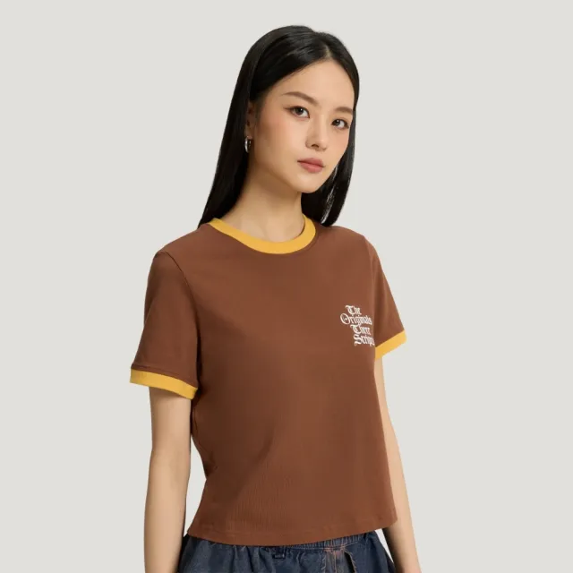 【adidas 愛迪達】短袖上衣 女 三葉草 亞規 OG W TEE SS 2 咖啡 KT3061
