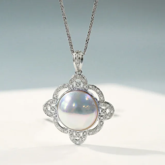 月輝珠寶 13-14mm 日本極光白馬貝珍珠 18K金鑽石吊墜 惜緣系列 細膩閃耀 優雅精緻 日常配戴 - momo購物網 - 好評推薦 ...