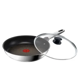 【Tefal 特福】精銳系列28cm不沾鍋平底鍋/聚油鍋+玻璃蓋(不挑爐具、IH爐可用鍋)