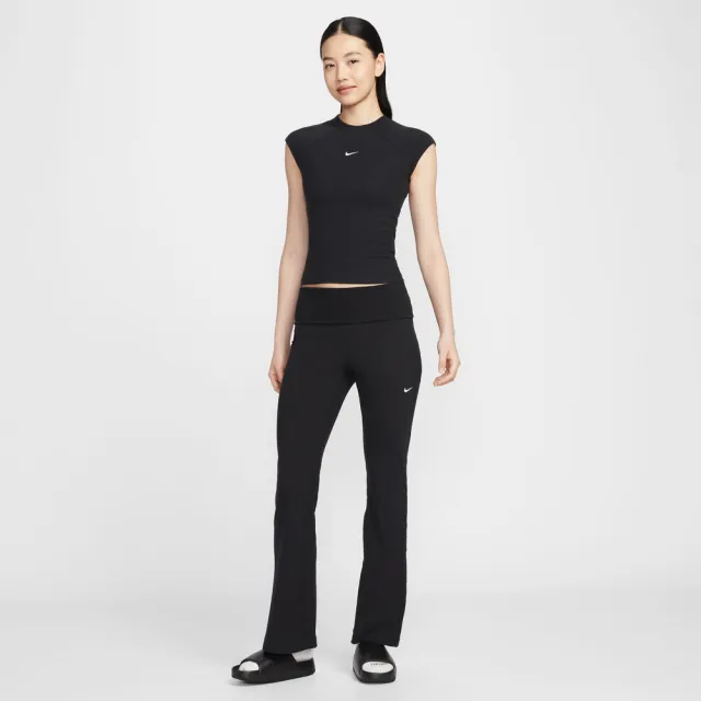【NIKE 耐吉】短袖上衣 女 AS W NSW CHILL KNIT RIB SS TOP 運動 休閒 貼身 羅紋 黑 (IF0243010)